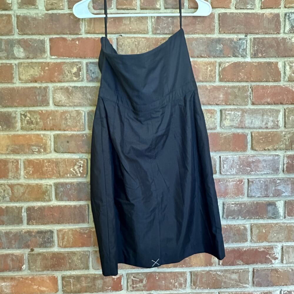 Ann Taylor Loft Black Strapless Sheath Mini Dress Size 6 Pleated‎ Cotton Blend - Picture 4 of 12